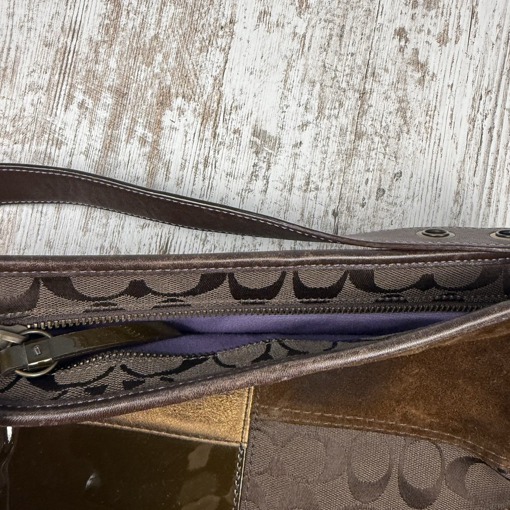 Coach Leather Suede Patchwork Brown Duffel Crossb… - image 8